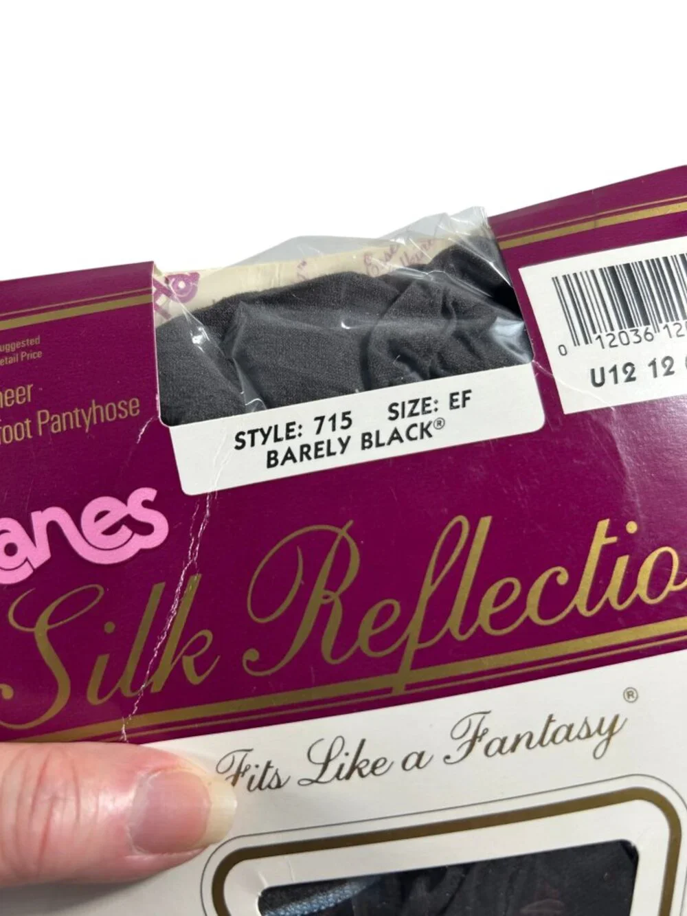 Hanes Silk Reflections Barely Black Size EF Sandalfoot Pantyhose Silky Sheer New